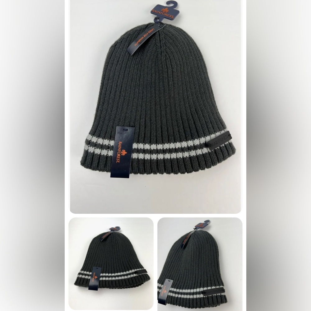 Rainforest Men's Beanie Winter Hat Charcoal Ligth Grey Heather One Size